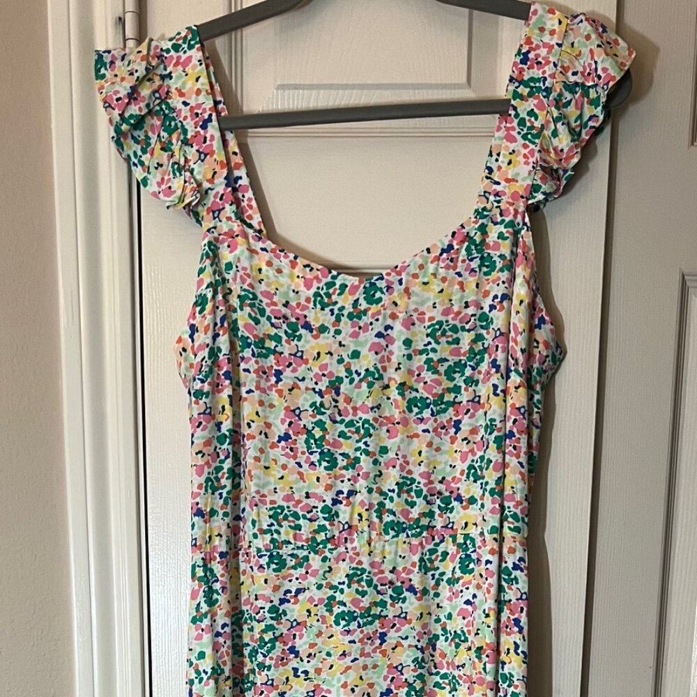 Women's LOFT Colorful Floral Maxi Dress Ruffle Strap Summer Dress - Small